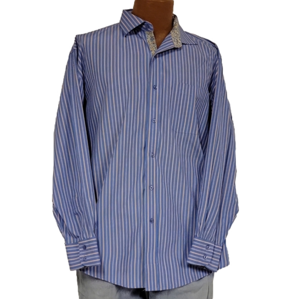 𝅺BOGARI men's button down long sleeve flip cuff dress shirt size xl